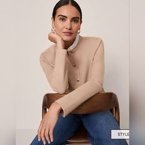 Ann Taylor ruffle neck cardigan